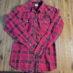 Harley Davidson Womens Shirt Button Down Lace Up Back Embroidered Logo Size L